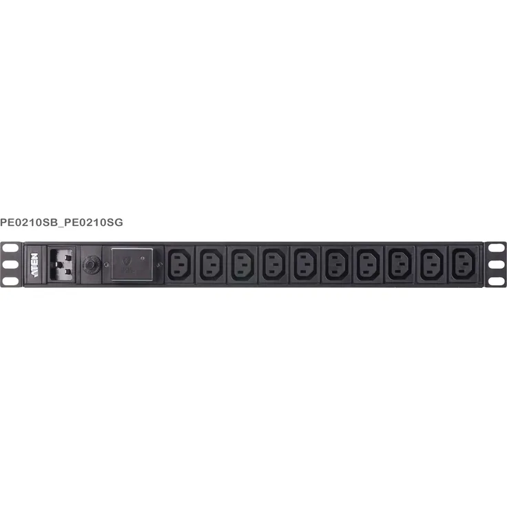 ATEN Basic PDU Series PE0210SG, 10-fach Rack Mount Power Distribution Unit mit Überspannungsschutz, Aluminiumgehäuse