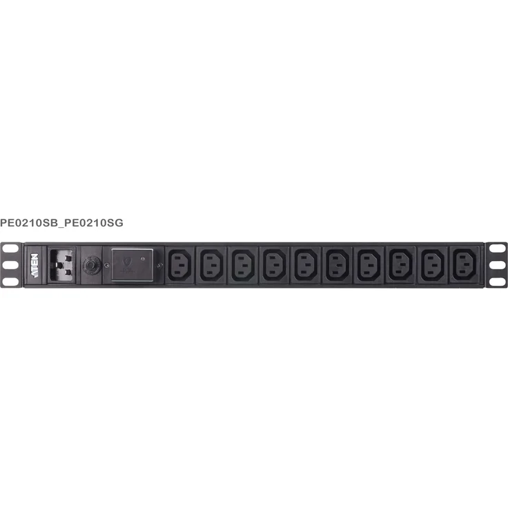 ATEN Basic PDU Series PE0210SG, 10-fach Rack Mount Power Distribution Unit mit Überspannungsschutz, Aluminiumgehäuse
