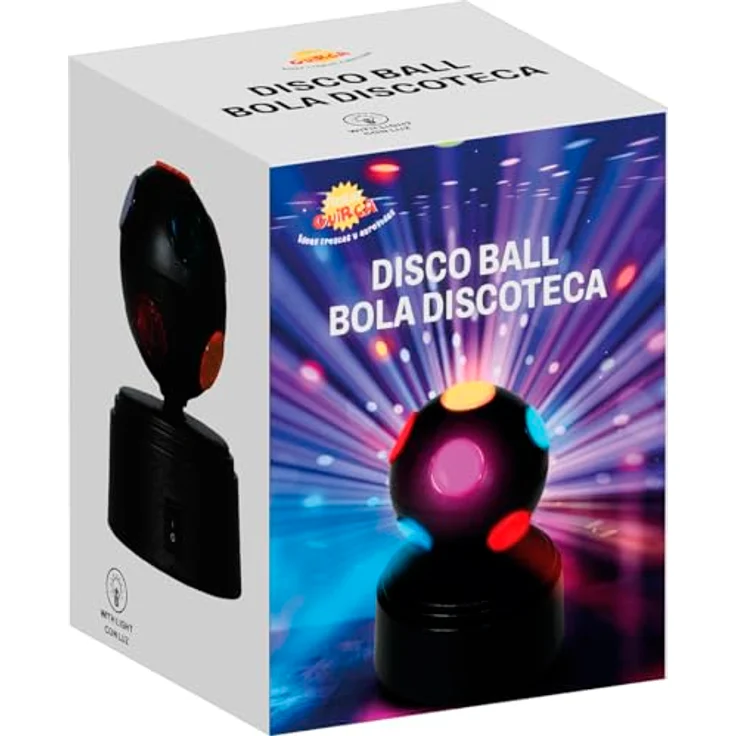 FIESTAS GUIRCA LED-Discokugel, schwarz, 9 x 9 x 12 cm, batteriebetrieben, ideal für Partys und Feiern, leuchtender Effekt für Tanzveranstaltungen und Geburtstage – Bild 2