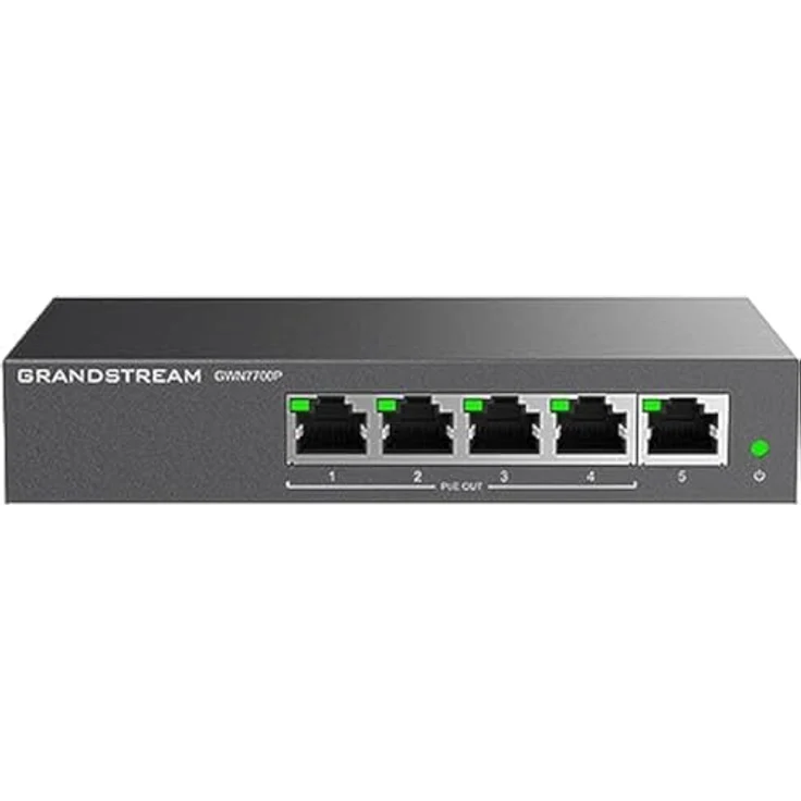 Grandstream GWN-770x (5 Ports) Netzwerk Switch, Schwarz, 5x Gigabit RJ45-Ports, PoE-Budget: 60 Watt – Bild 1