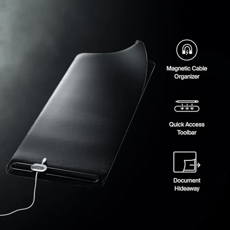 Orbitkey Schreibunterlage ton, Mausmatte in Grau mit Dokumentenversteck und magnetischem Kabelhalter – Bild 3
