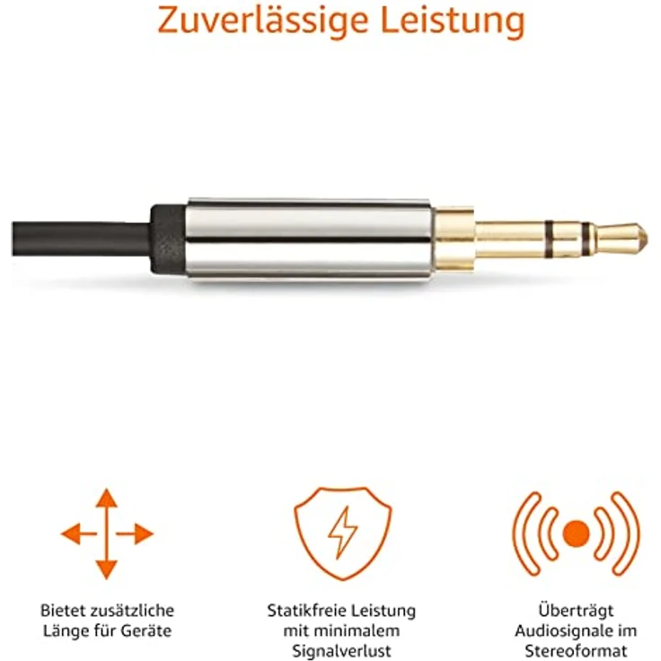 AmazonBasics Aux-Kabel, Stereo-Audiokabel, 3,5 mm-Klinkenstecker auf 3,5 mm-Klinkenstecker, 1,2 m – Bild 3