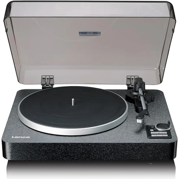 Lenco LBTA-165BK Vollautomatischer Plattenspieler - Bluetooth 5.3 - Holzgehäuse - Metall-Plattenteller & AT3600L Tonabnehmer - Auto-Start & Auto-Return - 2 Geschwindigkeiten (33/45 U/min) - Integriert - Schwarz – Bild 4