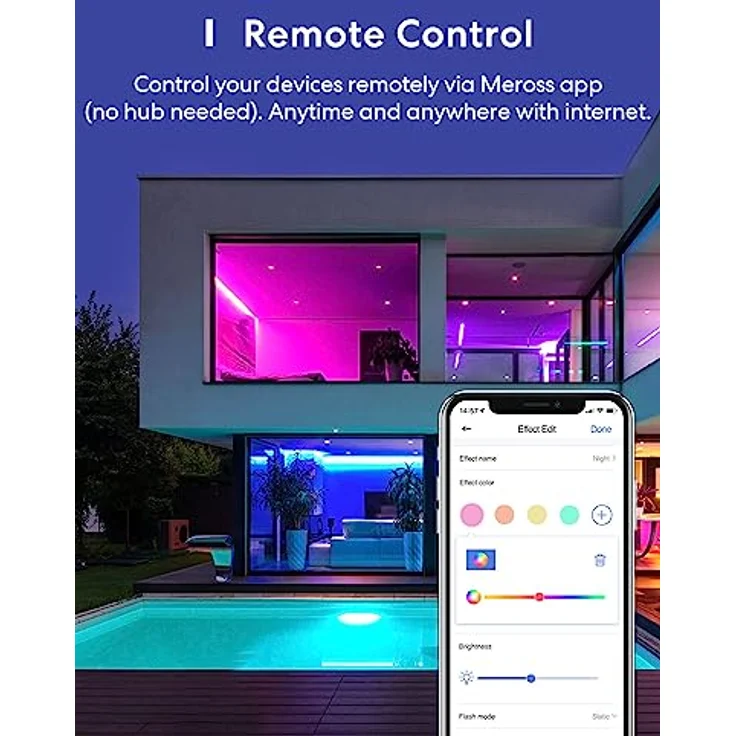 meross WLAN LED Streifen funktioniert mit Apple HomeKit, Smart RGB Strip, 12V IP20 Streifenbeleuchtung, Flexibel DIY Band Arbeiten mit Siri, Alexa und Google, für Weihnachten, Party, 5M x2 – Bild 3