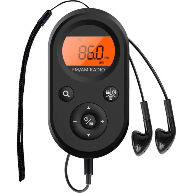 TEKOO Mini Taschenradio UKW/MW, tragbares digitales Radio mit Akku, Kopfhörer und sleep-Timer für Sport & Joggen