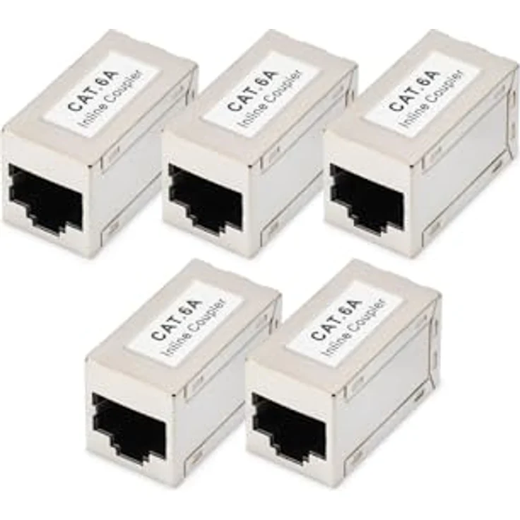 Digitus CAT 6A Modulare Kupplung, geschirmt - 5 Stück, RJ-45 Anschluss für stabile Netzwerkverbindungen – Bild 1