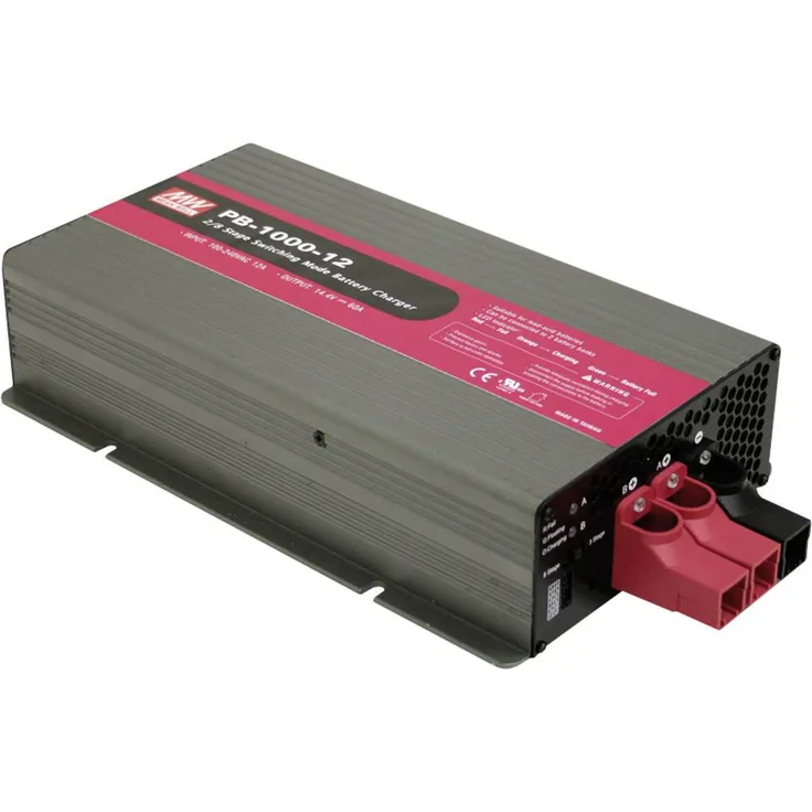 Mean Well Bleiakku-Ladegerät 12V, 60A max. Ladestrom, 2-8 Stufen Ladeverfahren mit aktiver PFC und Ventilator-Kühlung