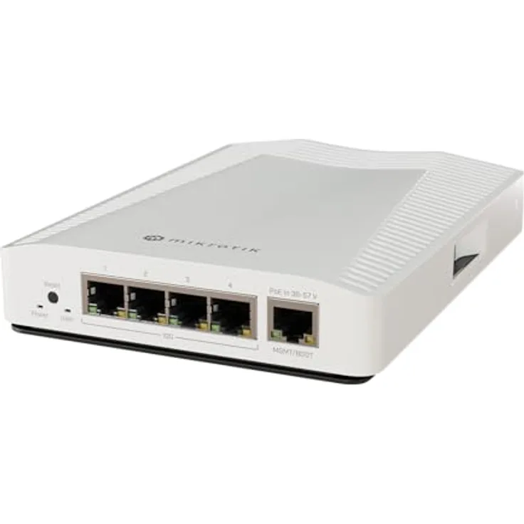 MikroTik (CRS304-4XG-IN) 10-Gigabit-Ethernet-Switch mit 4 Anschlüssen, kompakt und leistungsstark, Dual-Core-ARM-CPU, schwarz
