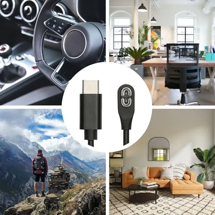 kwmobile USB C Ladekabel für Shokz Aeropex AS800/OpenRun, 100cm Schwarz, Schnellladefunktion – Bild 5