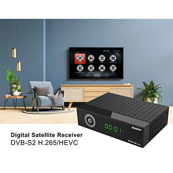 EDISION Picco S2 pro Full HD Satelliten Receiver DVB-S2 H.265 HEVC, WLAN on Board, Multistream, HDMI, SCART, SPDIF, USB, IR, Kartenleser, Universal 2in1 Fernbedieung – Bild 2
