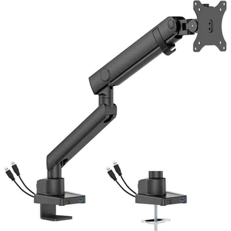 DUTZO Monitorarm Pro+ für 1 Monitor (17"-40"), mit 1 x USB-A & 1 x USB-C Port, grau/schwarz
