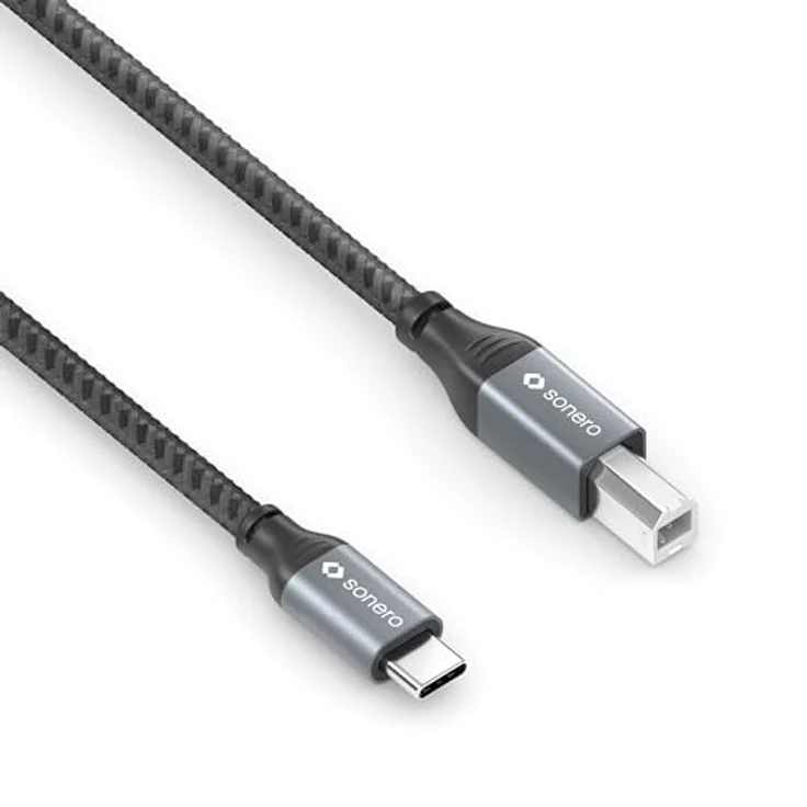 Sonero USB 2.0 Kabel, Verbindungskabel C-Stecker auf B-Stecker, 480 MB/s, space grey/schwarz, 1,00m – Bild 3