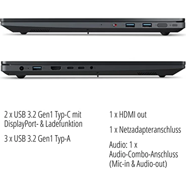 MEDION P17615 43,9 cm (17,3 Zoll 100% sRGB) Full HD Laptop (Intel Core i5-12500H, 512GB SSD, 8GB DDR4 RAM, GeForce MX550, Webcam, Win 11 Home) - Leistungsstarkes Notebook mit Intel Core i5-12500H, 512GB SSD, GeForce MX550 (schwarz) – Bild 4