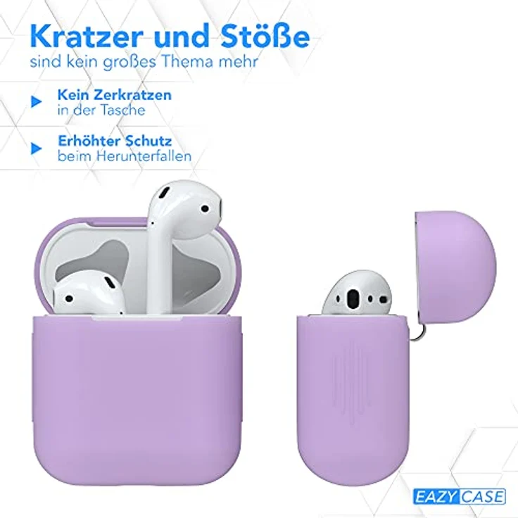 EAZY CASE - Schutzhülle für AirPods 1 & 2 Hülle Lila Silikon Case Stoßfest mit Deckel Schutz Antikratz Etui Cover rutschfeste Silikonhülle für Airpod Pro 1. / 2. Generation Silikoncase in Flieder – Bild 4