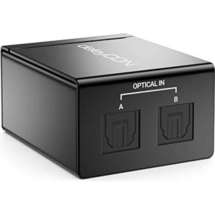 deleyCON Toslink 2x1 Switch SPDIF Audio Manueller Umschalter Verteiler Splitter (2X IN / 1x Out) Optisch TOSLINK - aus Metall - HiFi Toslink SPDIF Umschalter - Dolby, DTS, LPCM2.0, AC3 Support – Bild 1