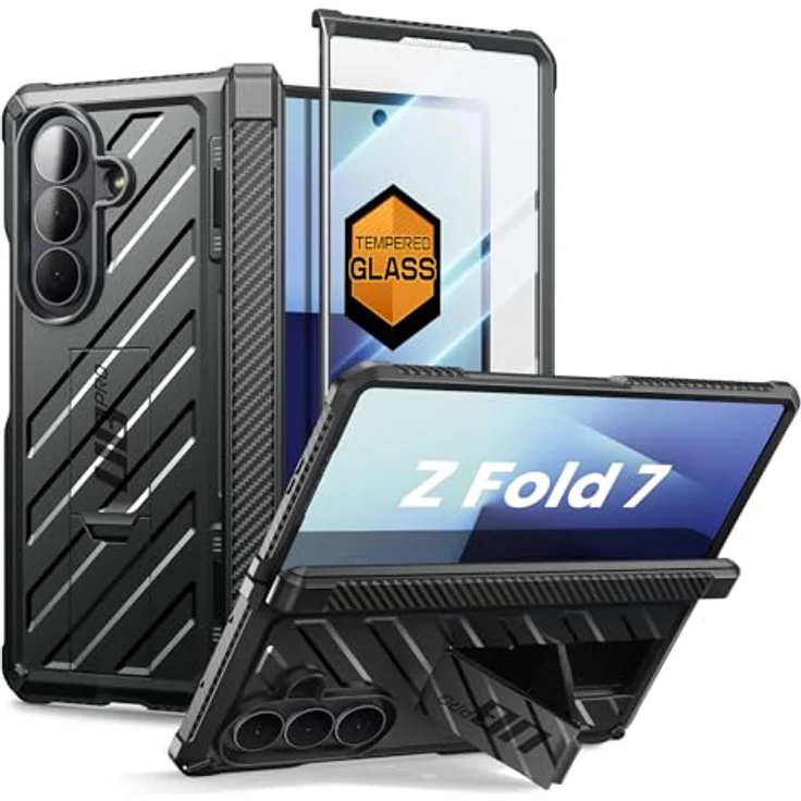 SUPCASE Galaxy Z Fold 7 Hülle (UB Pro) mit integriertem gehärteten Glasschutz, robustem Scharnierschutz und Ständerfunktion, Schwarz – Bild 1