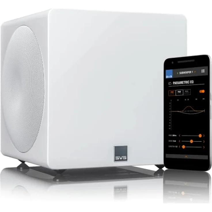 SVS 3000 Mikro-versiegelter Subwoofer mit voll aktivem Dual-Treiber, 20,3 cm (8 Zoll), Klavierweiß glänzend – Bild 2