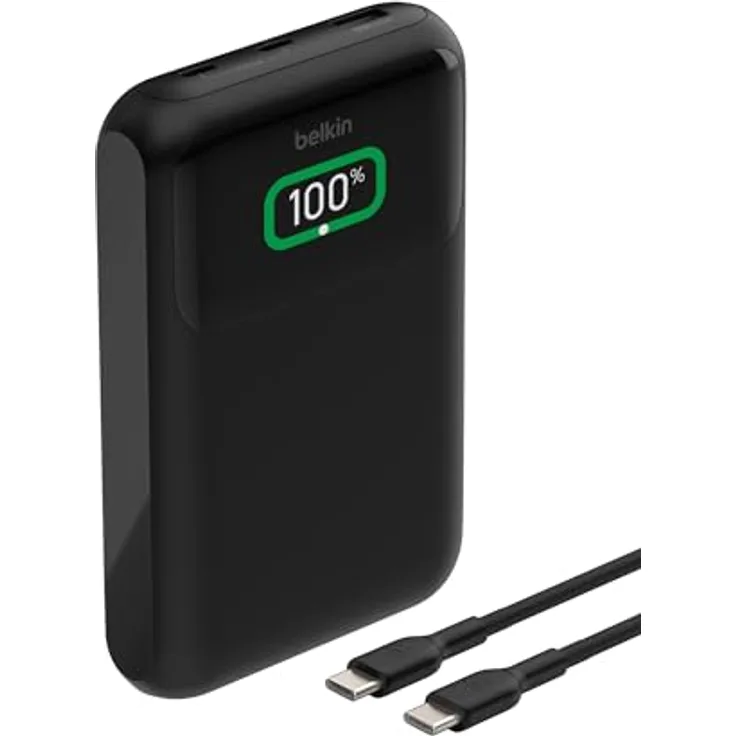 Belkin BoostCharge Pro 20.000 mAh BPB020 3-Port Laptop Powerbank 20K, USB-C-Anschlüsse und USB-A-Anschluss, USB-C Power Delivery, tragbares Schnellladegerät für MacBook, iPhone Serie 16, iPad Pro, Galaxy S24 – Schwarz