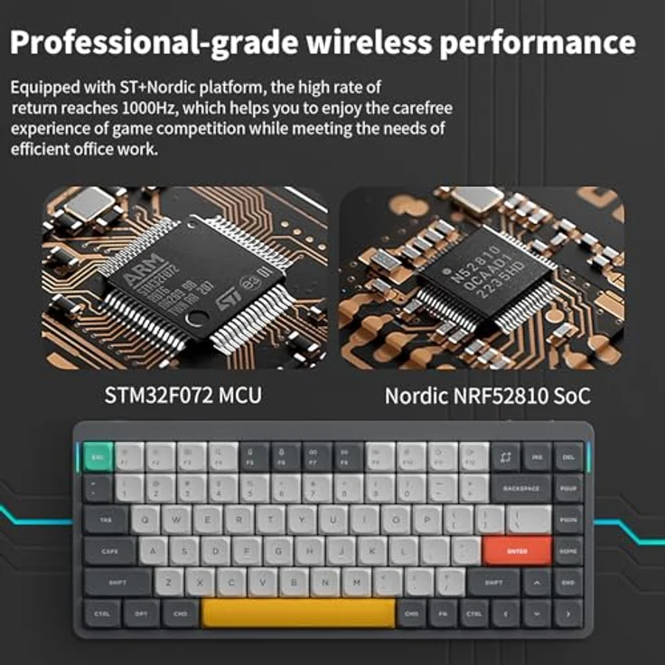 nuphy Air75 V2 Kabellose mechanische Tastatur, 84 Tasten RGB Hot-Swap Tastatur, Bluetooth 5.1, 2.4G, kabelgebunden - Grey Gateron Wisteria Switch – Bild 4