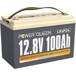 Power Queen 12,8 V 100 Ah LiFePO4 Lithium-Batterie, 1280Wh Akku mit 100 A BMS, 4000+ Ladezyklen, Unterstützung in Serie/Parallelschaltung, perfekt als Stromquelle für Wohnmobile, Boot