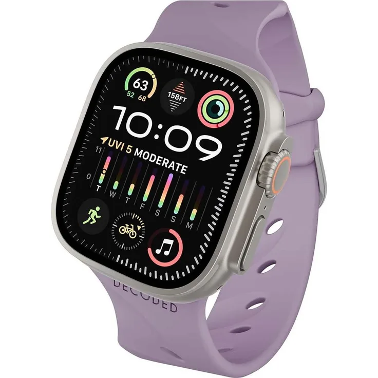 Decoded Ares Splice, Silikon Armband für Apple Watch 44–49 mm mit integrierter Schnalle, mattviolett
