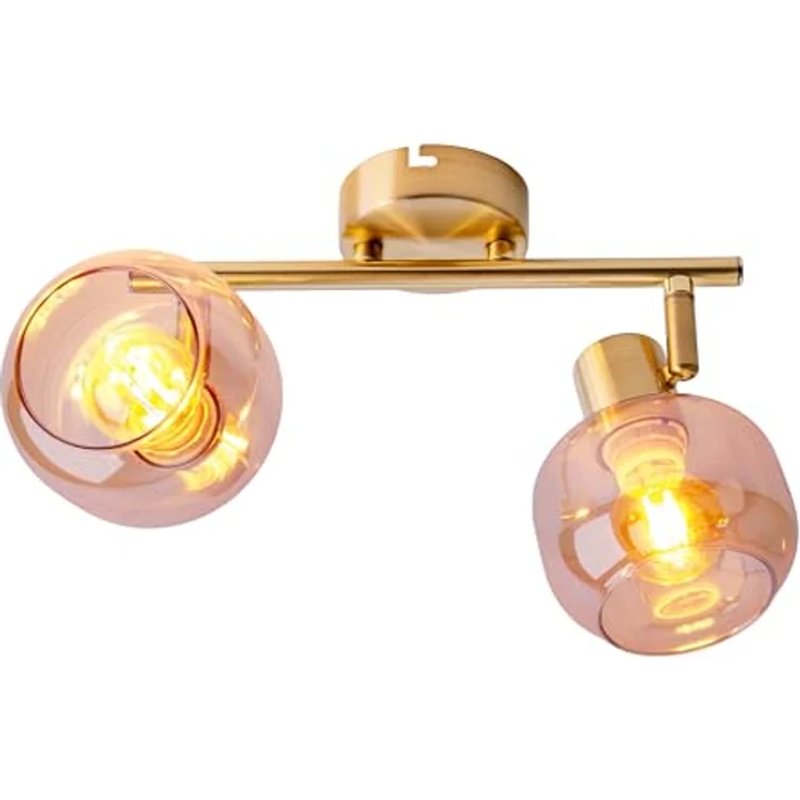 Näve Leuchten - 4er Spot/Deckenleuchte Libby - Deckenlampe aus Metall und getöntem Glas - Für Esszimmer, Wohnzimmer, Diele oder Büro - Messing/Amber/Gold, 40 cm – Bild 4