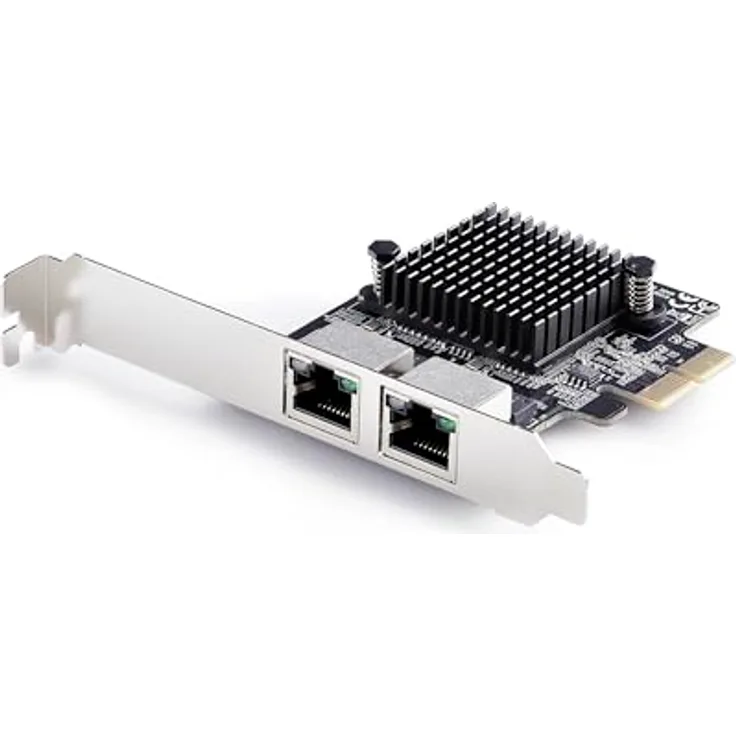StarTech .com PR25GR-NETWORK-CARD, Interne PCI Express Netzwerkkarte mit 2x 5 Gbps Ethernet Ports, Schwarz