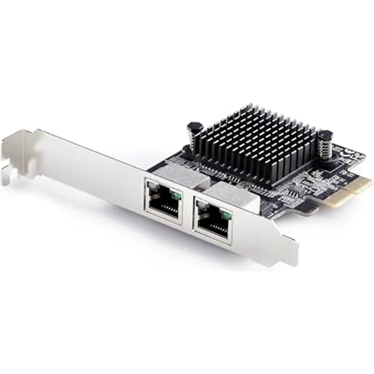 StarTech .com PR25GR-NETWORK-CARD, Interne PCI Express Netzwerkkarte mit 2x 5 Gbps Ethernet Ports, Schwarz – Bild 1