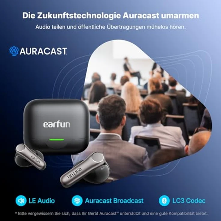EarFun Air Pro 4+ Bluetooth Kopfhörer, Noise Cancelling, Hi-Res Audio, 54 Std. Akku, Multipoint, IP55, schwarz – Bild 9