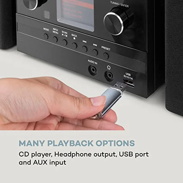 Auna Connect System S Stereoanlage + Lautsprecher 20Wmax Internet-DAB+-UKW CD-Player silber Schwarz – Bild 7