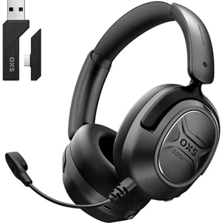 OXS Storm A2, kabelloses Gaming-Headset mit aktiver Geräuschunterdrückung, 70 Stunden Akkulaufzeit, 2,4 GHz & Bluetooth 5.4, duale EQ-Modi, für PC, PS4, PS5, Switch und Handy, Schwarz – Bild 1