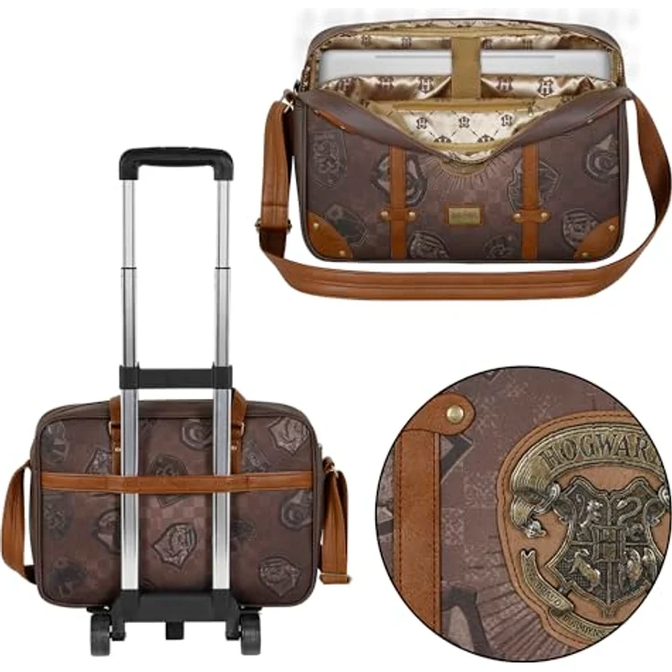 Karactermania Laptoptasche Harry Potter, gepolstertes Fach mit Klettverschluss, Trolley-Riemen, Hogwarts Emblem – Bild 6