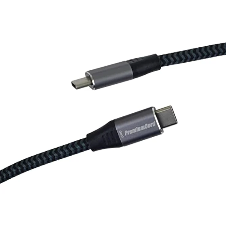 PremiumCord USB-C 3.2 Gen 2x2 Verbindungskabel, Datenkabel SuperSpeed bis zu 20Gbit/s, Ladenkabel bis zu 5A, USB 3.2 Generation 2x2 Typ C Stecker, Farbe Schwarz/Grau, Länge 0,5m – Bild 4