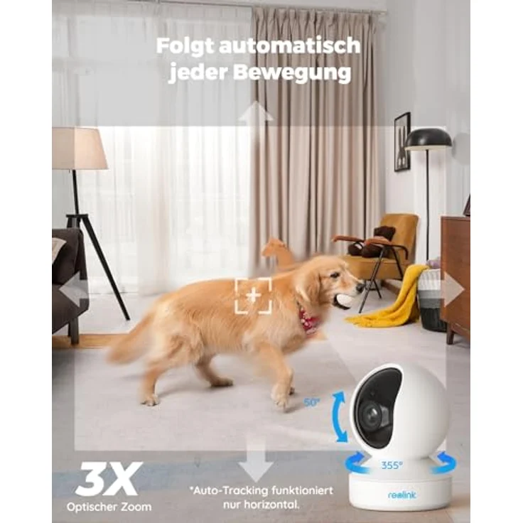 Reolink E1 Zoom, 5MP PTZ WLAN Überwachungskamera Innen mit 3X optischem Zoom, Nachtmodus und zwei-Wege-Audio – Bild 4