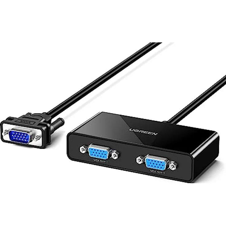 UGREEN VGA Splitter 1 in 2 Out VGA Verteiler Y Adapterkabel 1920 1440 60Hz in Schwarz, für Monitor Projektor, DVD Player usw.