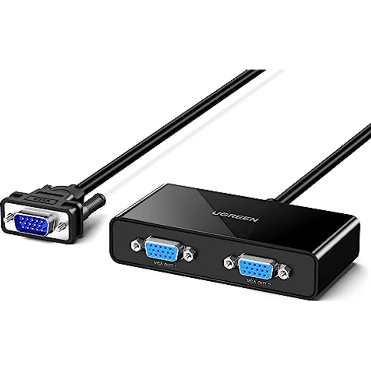 UGREEN VGA Splitter 1 in 2 Out VGA Verteiler Y Adapterkabel 1920 1440 60Hz in Schwarz, für Monitor Projektor, DVD Player usw. – Bild 1