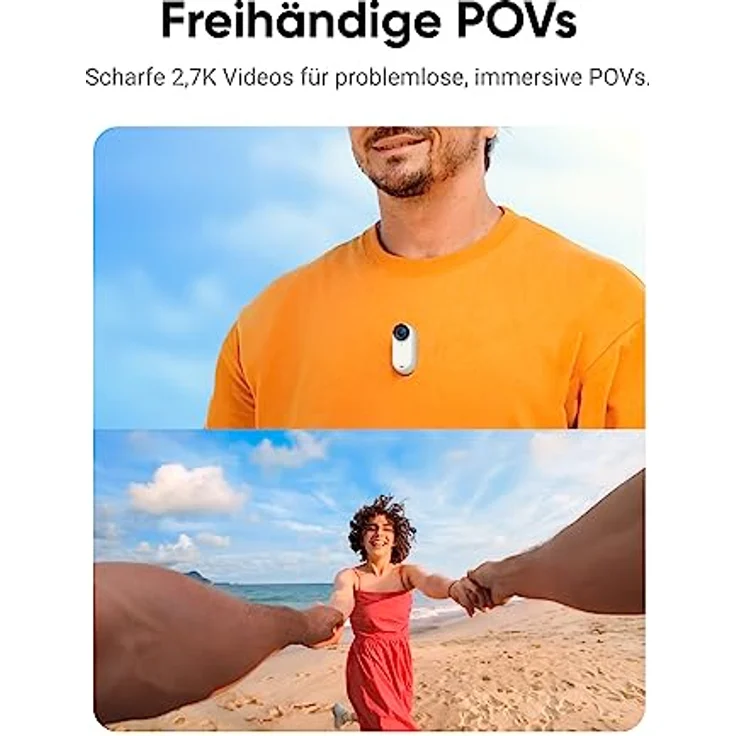 Insta360 GO 3 (64 GB) - Kleine & leichte Action-Kamera, tragbar & vielseitig, freihändige POVs, überall anbringbar, Stabilisierung, multifunktionaler Action Pod, wasserdicht, für Reisen, Sport, Vlogs – Bild 2