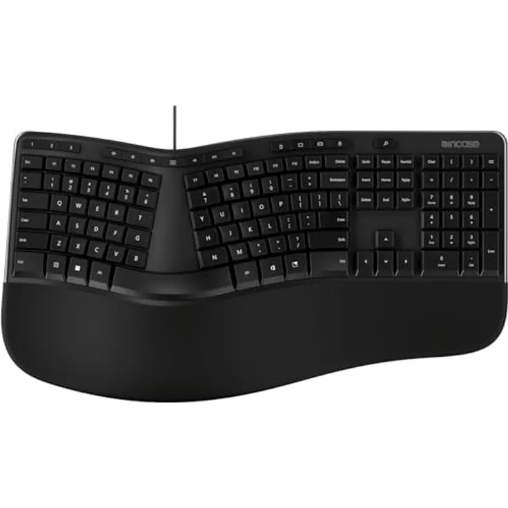 Incase Ergonomic Keyboard En-EU Layout, Kabelgebundene Tastatur in Schwarz mit QWERTY-Layout für mehrere Sprachen