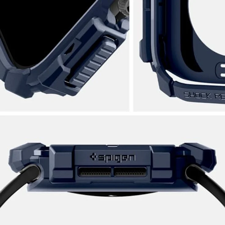 Spigen Rugged Armor Hülle für Apple Watch 10 46mm (2024) - Marineblau, Kratzfeste TPU mit erhöhten Rändern – Bild 3