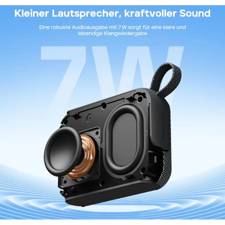 Tribit PocketGo, Bluetooth Lautsprecher, 20 Std. Akkulaufzeit, IP68 wasserdicht, Bluetooth 6.0, kraftvoller Klang, TWS-Kopplung, schwimmfähig, Mini Lautsprecher, schwarz – Bild 4