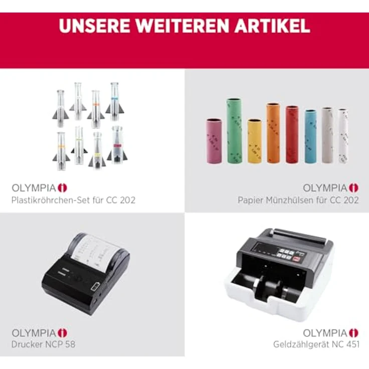 Olympia CC202, Münzzähler und Münzsortiergerät mit Zählgeschwindigkeit von 200 Münzen/Min, für Euro-Münzen, RS232-Anschluss – Bild 8