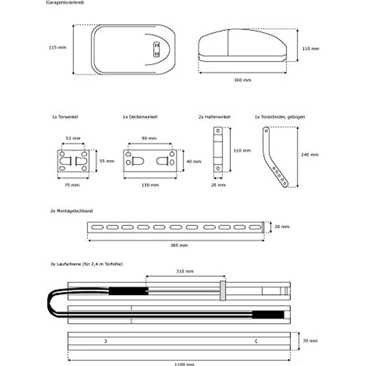 Rademacher RolloPort S2 Garagentorantrieb für Schwingtor & Sektionaltor, Führungsschiene lang (Zugkraft: 700 N, Hubhöhe bis 2,85 m, Torgröße bis 10,5 m²), RP-S2-700N-7 – Bild 2