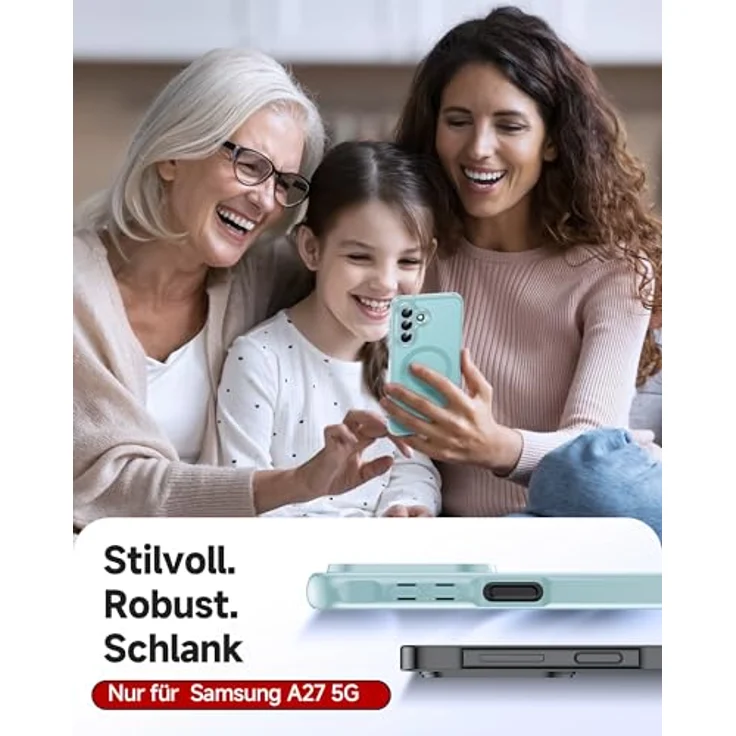 LeYi Magnetische Handyhülle für Samsung Galaxy A27 5G, Militärschutz mit transluzentem Design, 2 Stück Schutzfolie, Minzgrün – Bild 5