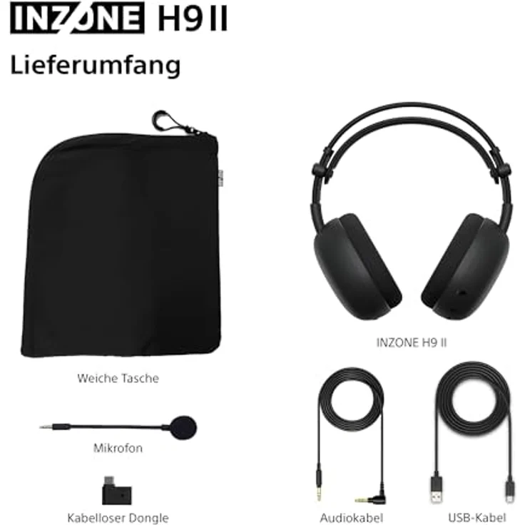 SONY INZONE H9 II, Over-ear Gaming-Headset mit Noise Cancelling, 360 Spatial Sound, 30 Stunden Akku, Bluetooth, Schwarz – Bild 12