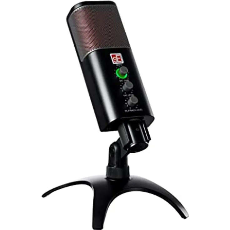 SE Electronics NEOM USB, USB-Mikrofon mit null-Latenzüberwachung, 24-Bit/192 kHz, inkl. Desktop-Ständer und Mikrofonclip