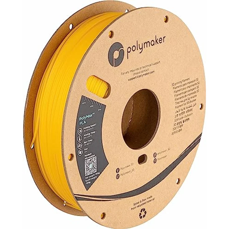 Polymaker PolyMax Tough PLA, hochwertiges 3D-Druckmaterial in Gelb, 1.75mm, 750g - Überlegene Schlagfestigkeit und mechanische Eigenschaften – Bild 1