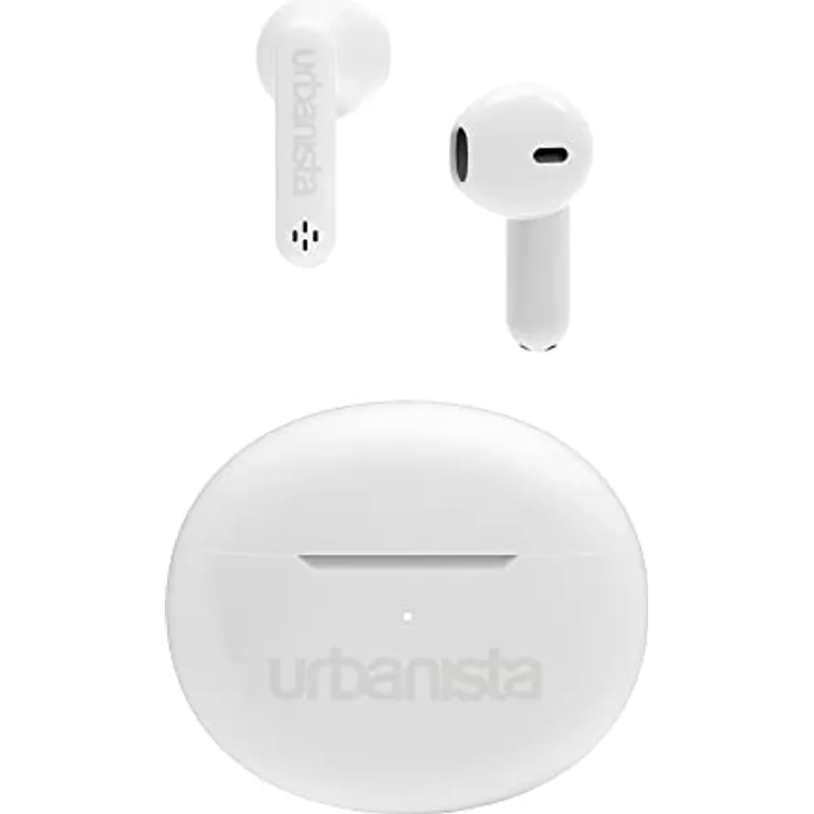 Urbanista True Wireless In Ear Kopfhörer Bluetooth 5.3, IPX4 Earbuds kabellos mit Zwei Mikrofonen, 20 Stunden Spielzeit, Touch-Bedienung, TWS USB C Ladecase, Austin, Weiß