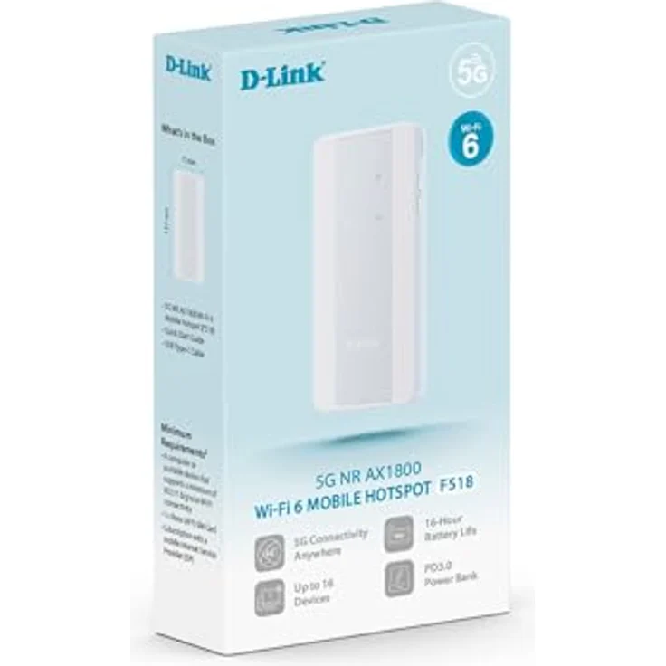 D-Link F518, Mobilfunknetzwerkmodem, 5G, Wi-Fi 6 (IEEE 802.11ax), Weiss, integrierte Firewall, USB-C-Anschluss – Bild 10