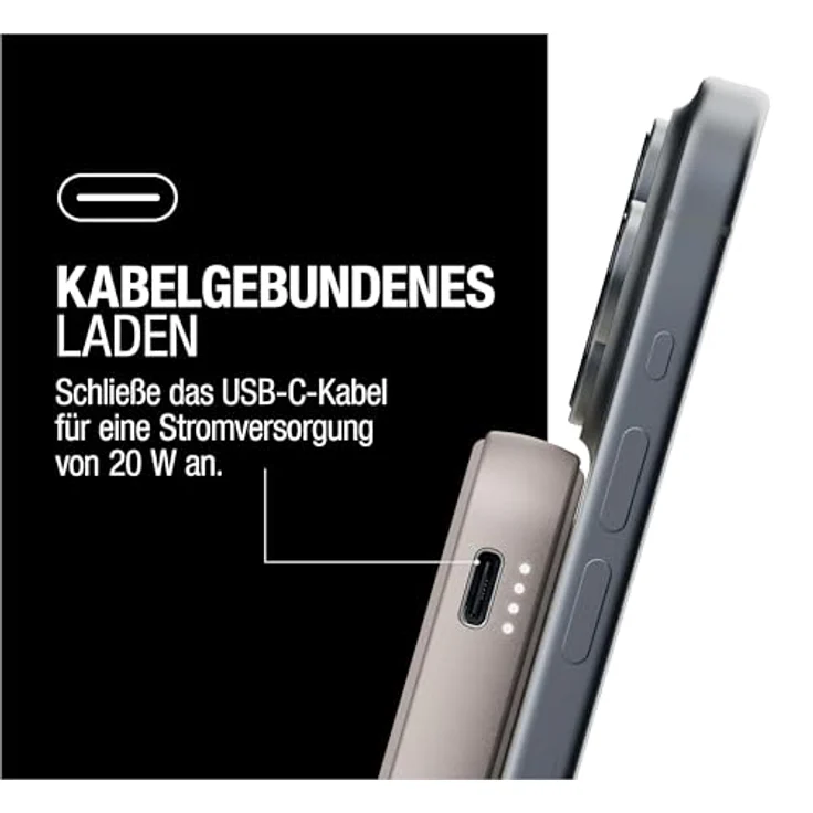 Fresh 'n Rebel Wireless Magnetic Powerbank 5000mAh, MagSafe-kompatibel, PD 20W Schnellladung, USB-C Port, tragbar, mit Ständer (Silky Sand) – Bild 5
