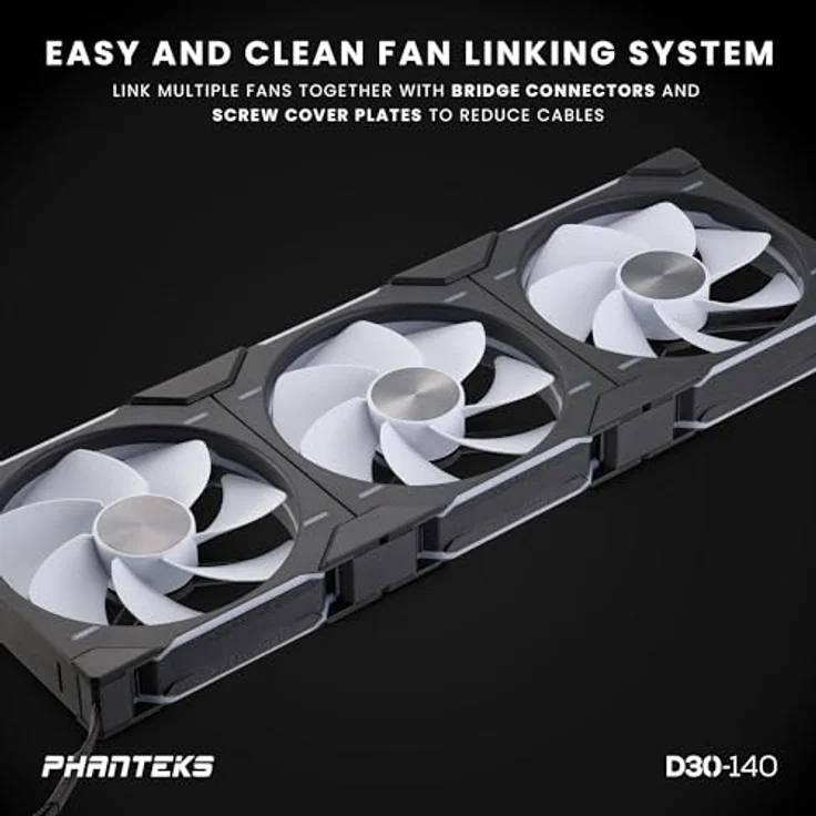 Phanteks D30 PWM Reverse Airflow, D-RGB Lüfter, 3er Pack - 140mm, schwarz – Bild 5